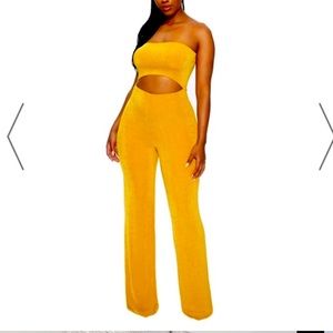 Mustard yellow naked wardrobe jumpsuit